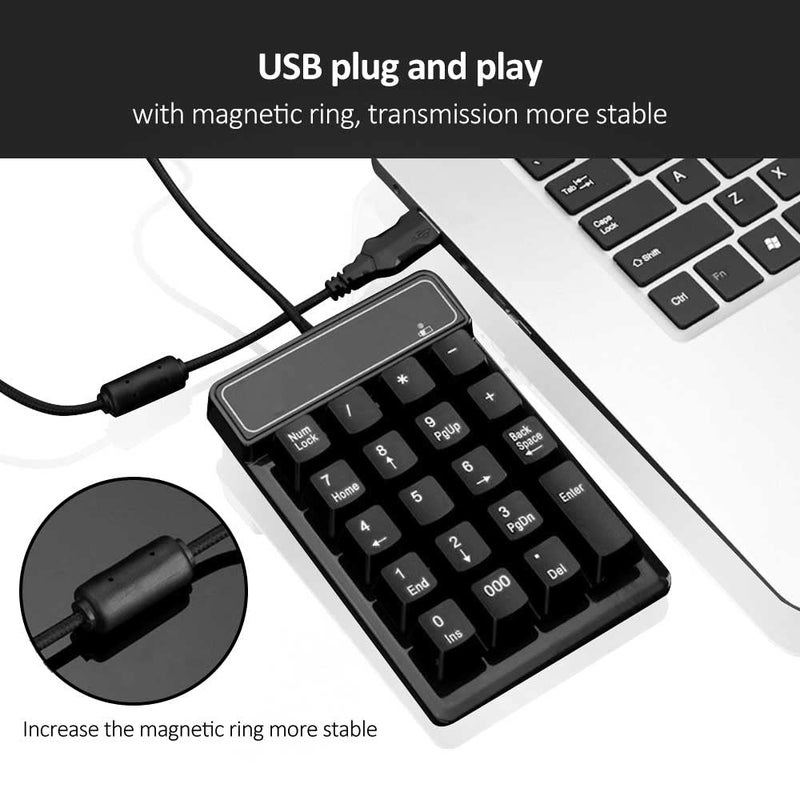 Kadaon USB Number Pad, 19 Keys Waterproof Silent Numeric Keypad with Mini USB Cable, for Laptop/Notebook, Compatible with Windows System - Image 4